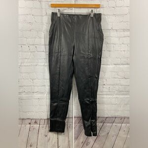 Cavalini Womens Size Large Black Faux Leather Pull On Elastic Waist Tight Pants